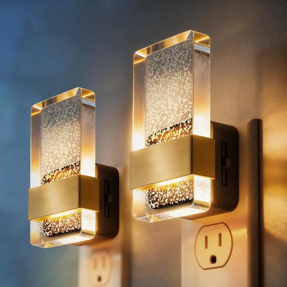 LED s Plug Into Wall [2 Pack], 0-100LM Dimmable Nightlight, Bubble Decorative with Dusk-to-Dawn Sensor, Wall Sconce-Style Design Nightlights for Bathroom, Hallway,Gift