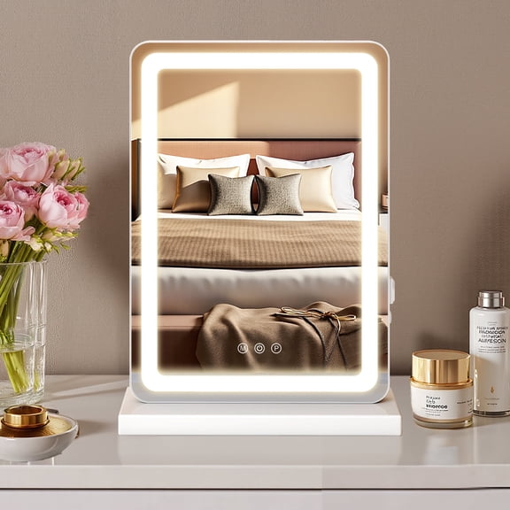 CONCETTA 17-inch × 13-inch LED Illuminated Makeup Mirror with Built-in lights, Small Smart Touch-Controlled Makeup Mirror with Adjustable lighting.