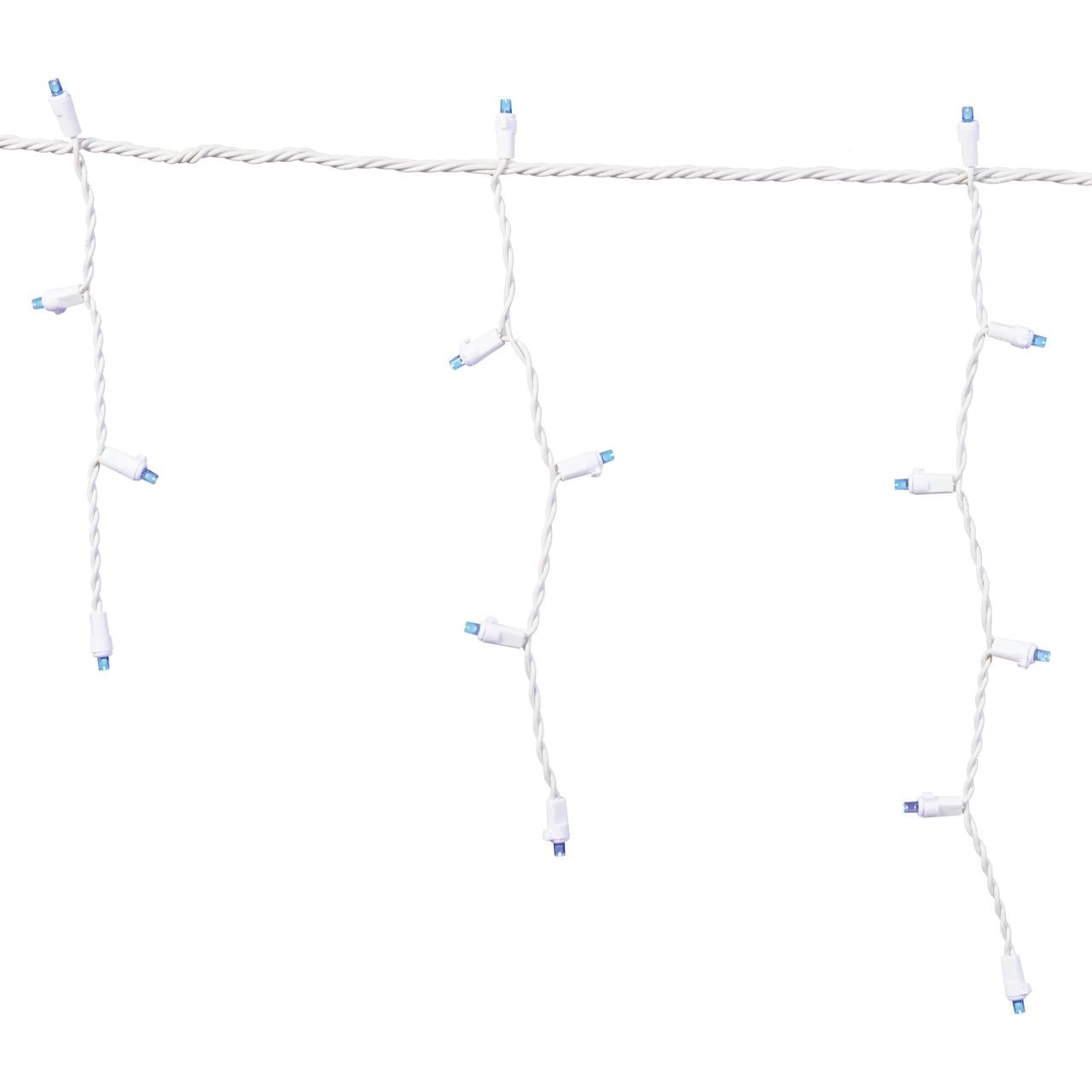 Indoor/Outdoor 200-Count LED 8 Function-Sync Icicle Christmas Lights, Blue, 24', Holiday Time