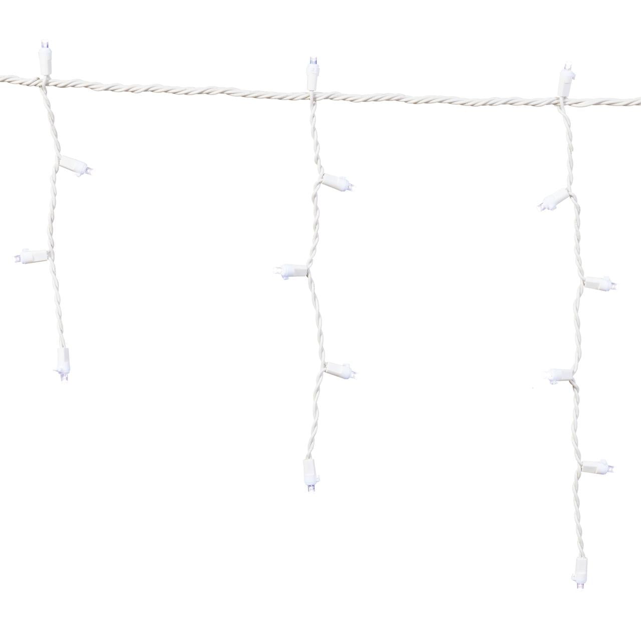 Indoor/Outdoor 200-Count LED 8 Function-Sync Icicle Christmas Lights, Cool White, 24', Holiday Time