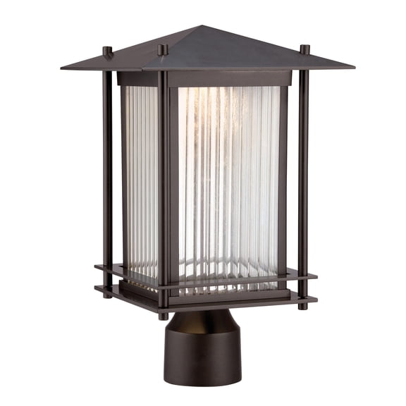 Hadley 1-Light Burnished Bronze Cast Aluminum Line Voltage Hardwired Outdoor Wet-Rated Post Light with Integrated LED