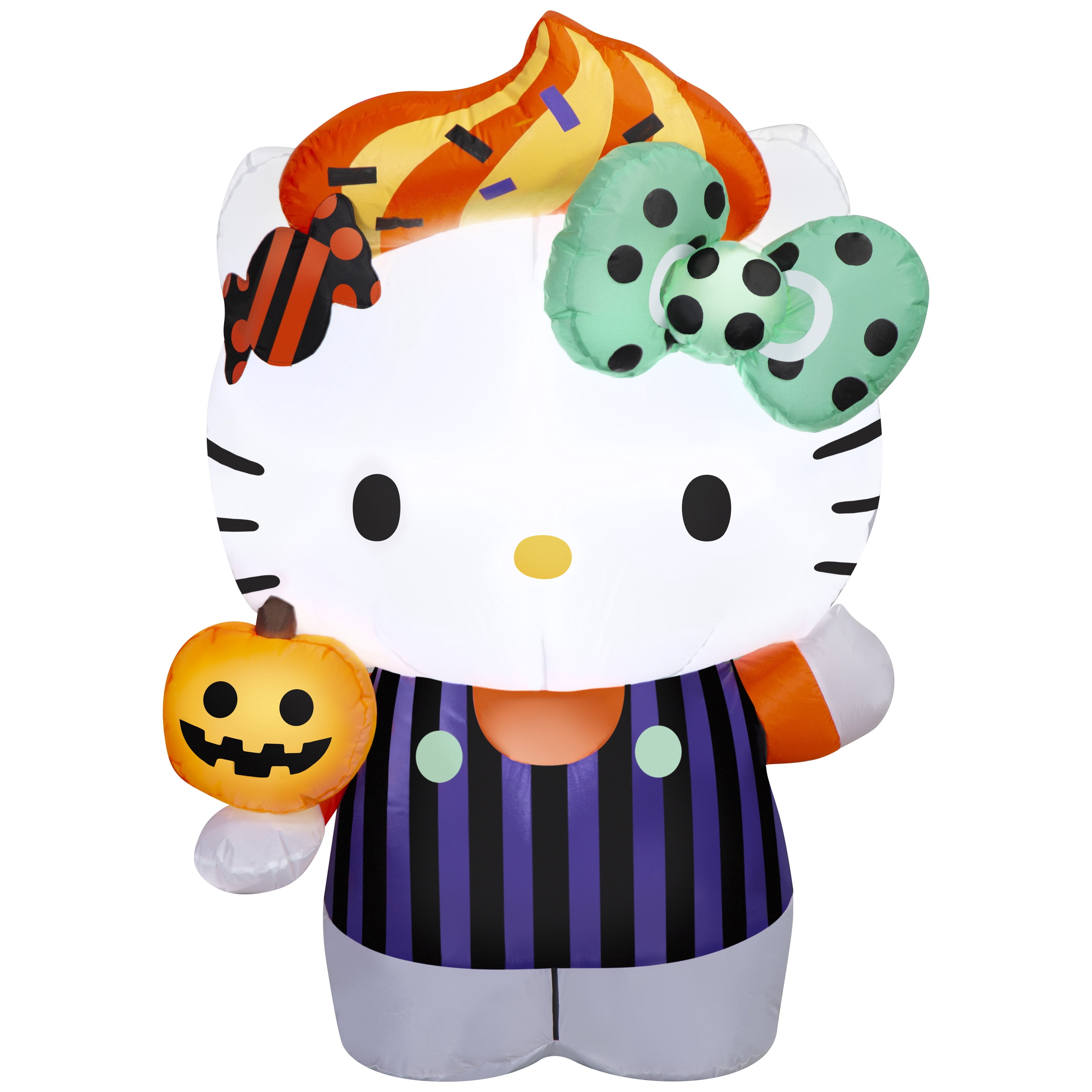 Airblown Halloween Yard Inflatables Light Hello Kitty in Purple Striped Overalls Sanrio