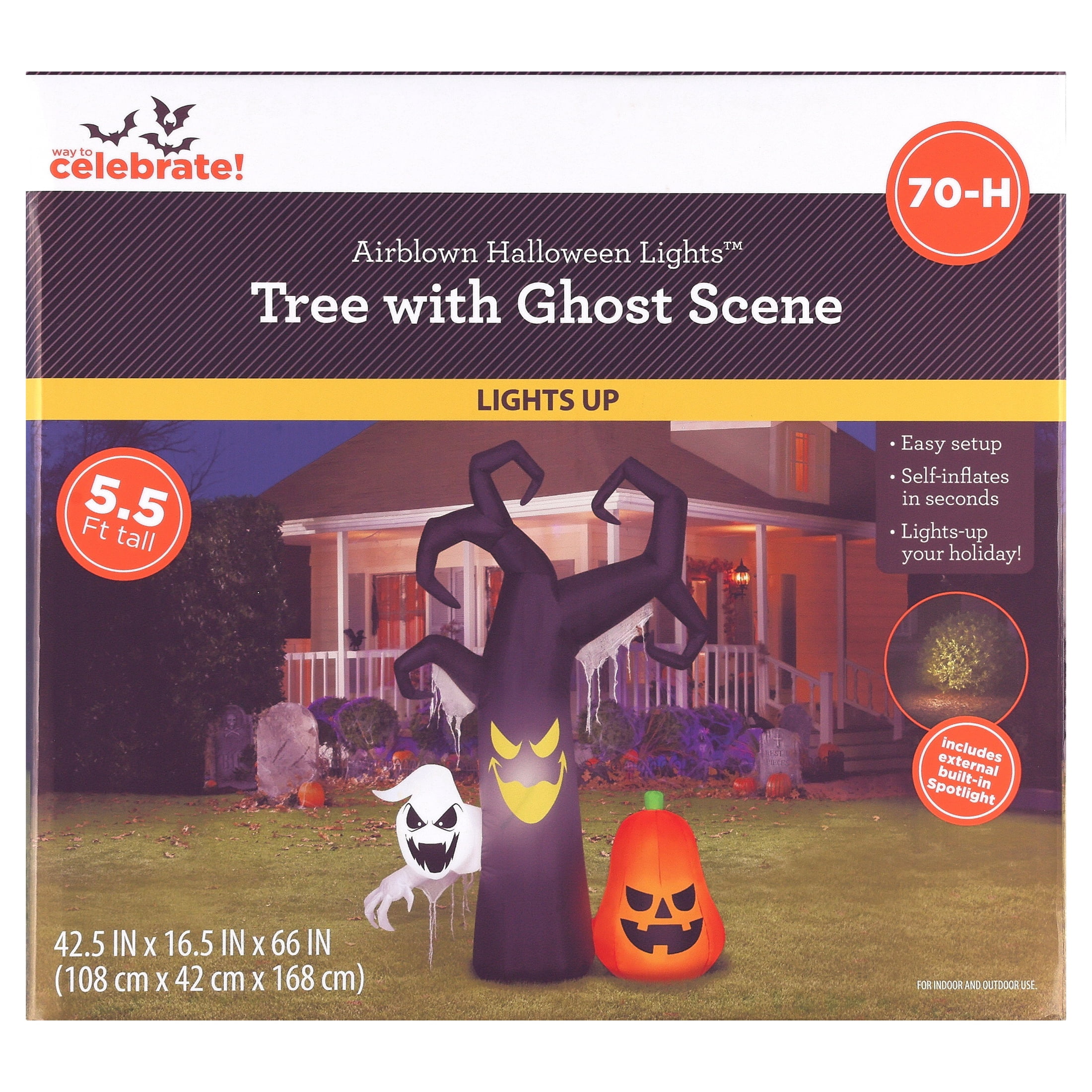Tree with Ghost Scene Airblown Yard Inflatable, Multicolor, 5.5', Halloween by Way To Celebrate