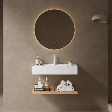 LEDE 30" Wall-Mounted Floating Bathroom Vanity White Acrylic Integrated Basin
