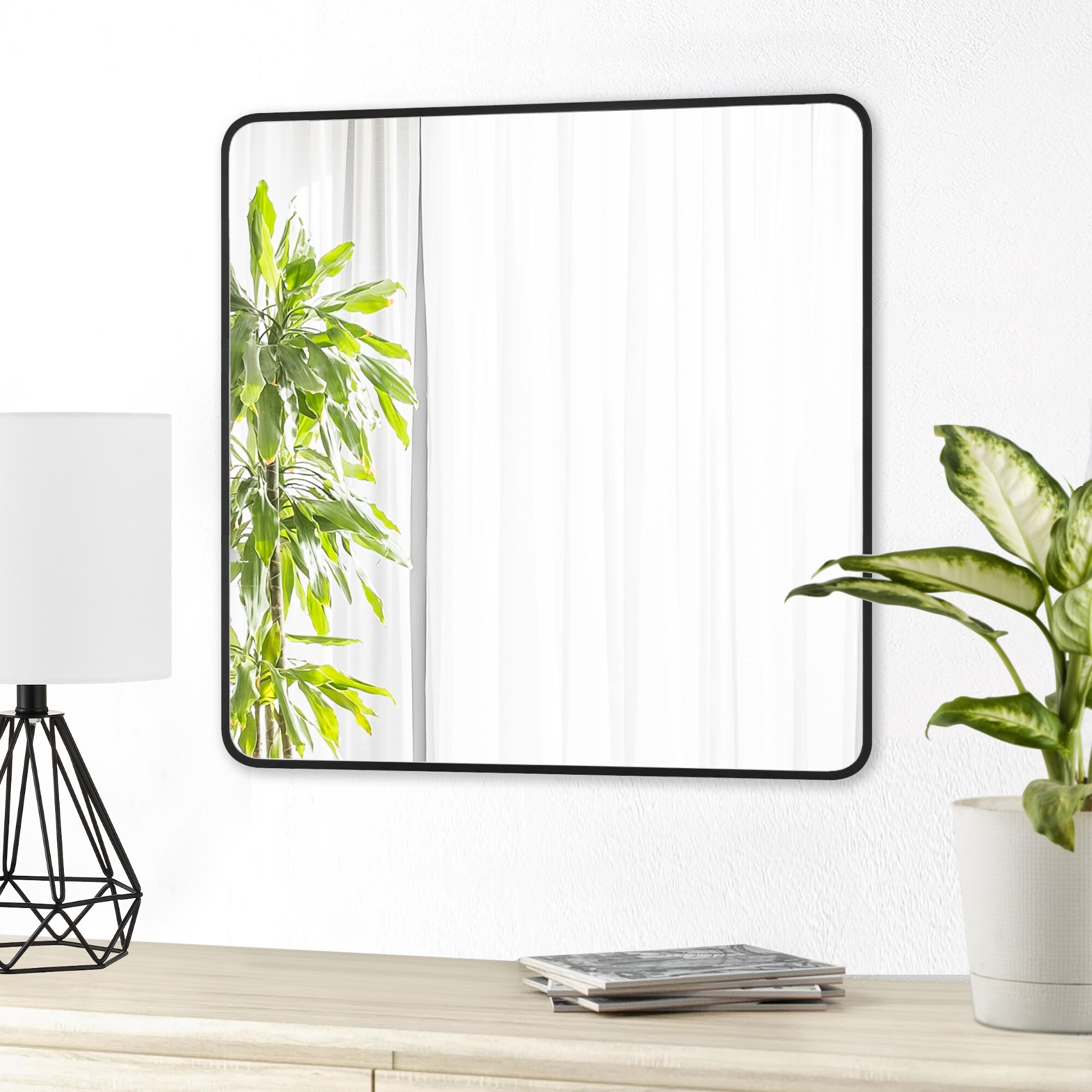 LEDEL Modern Rounded Rectangular Metal Framed Bathroom Vanity Mirror 30