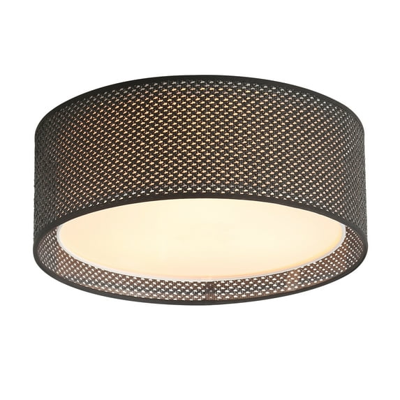 LEDET 15.7 in. Black Ceiling Light Rattan Weaving Shade Home Decor Pendant Lamp