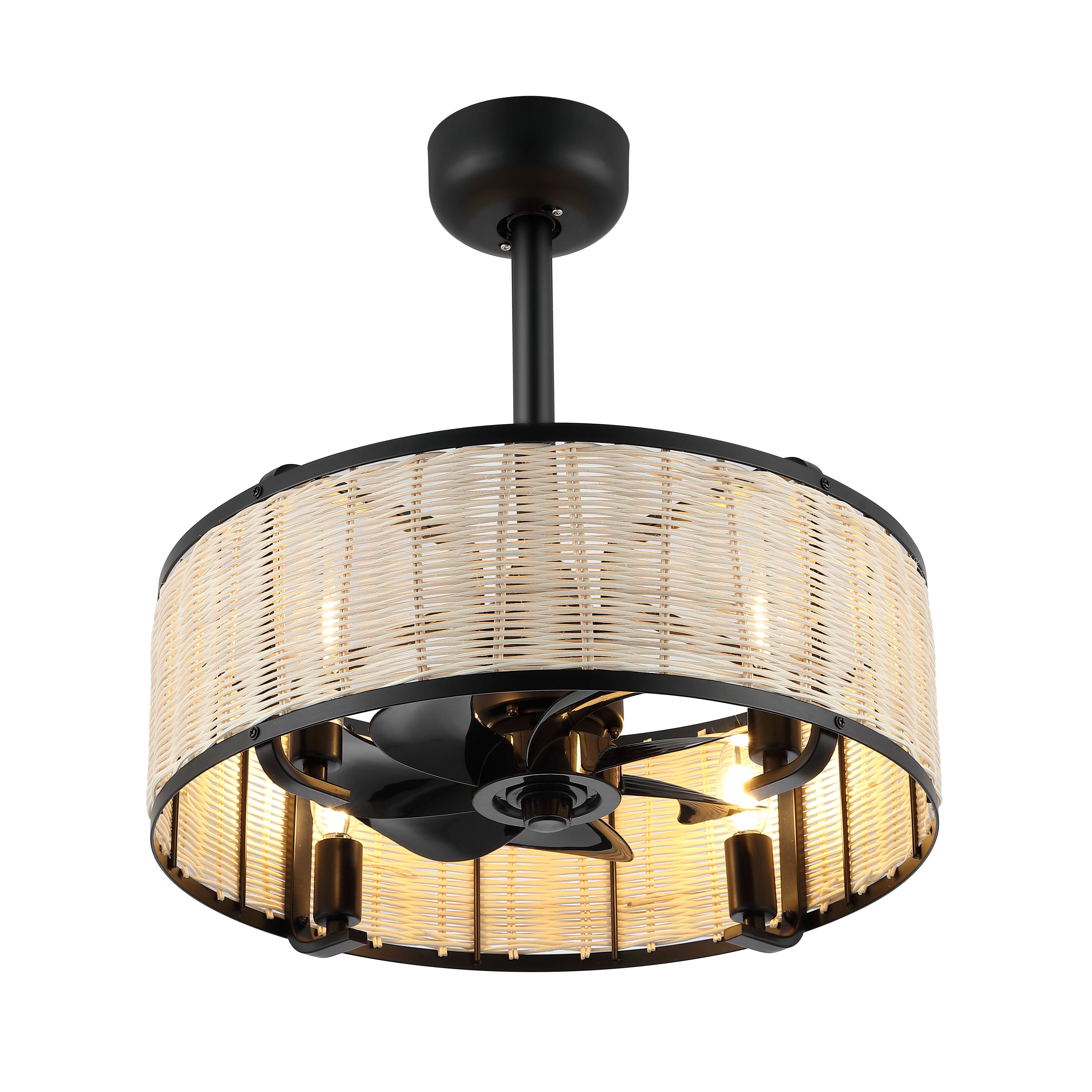 42 Inch Retractable Ceiling Fan With LED Light & Remote - Invisible Blades, 3 Color Lights, 6 Speeds For Living Room, Bedroom, Dining Room