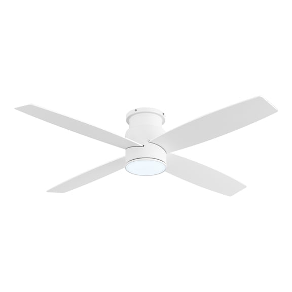 LEDET 52 in. 4-Plywood Blades Matte White and White/Wood Grain Mounted Ceiling Fan with Remote control