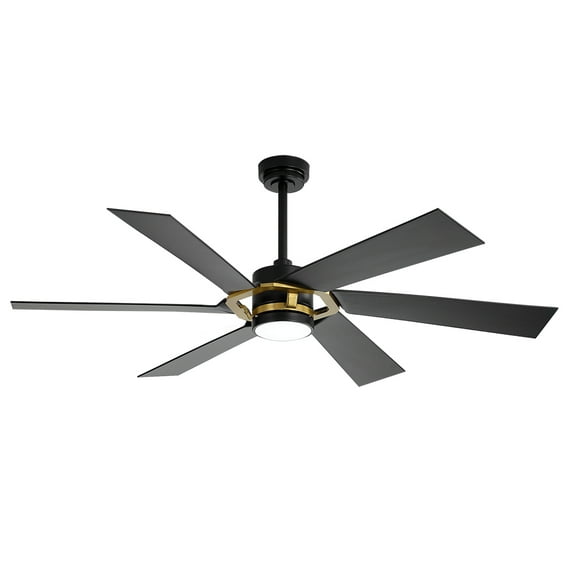 LEDET 60 in. 6-ABS Blades Black and Gold Indoor Smart Ceiling Fan with LED Light