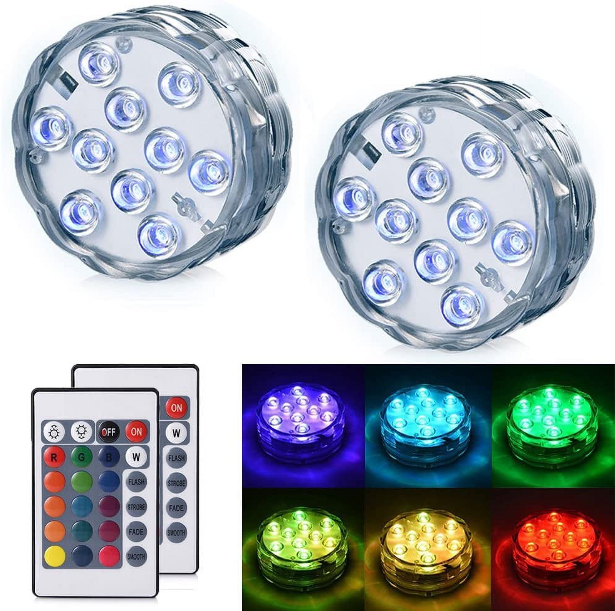 Anziner 4-Pack Submersible LED Lights – IP68 Waterproof, 16 Colors With Remote, Battery-Powered For Pool, Aquarium, Vase, Party