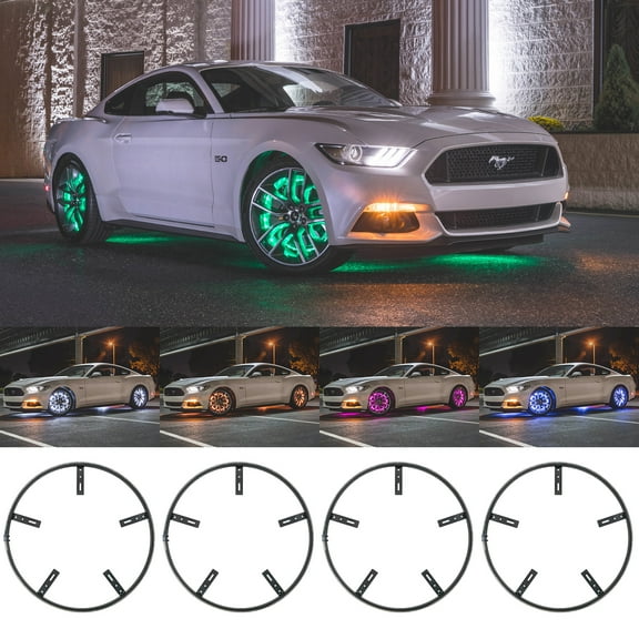 LEDGlow 4pc 15-1/2" Million Color LED Wheel Ring Light Kit