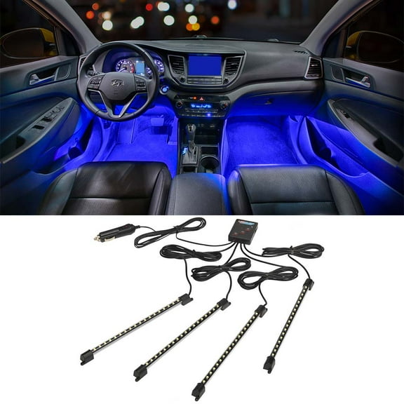 LEDGlow 4pc Blue LED Interior Underdash Lighting Kit