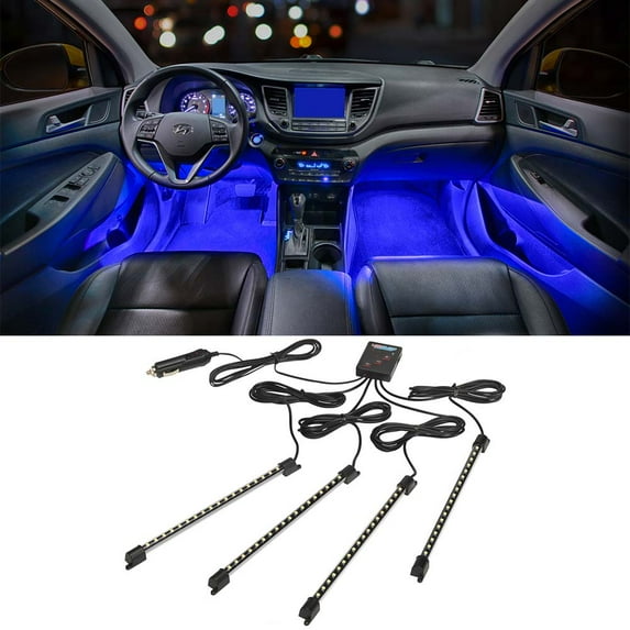 LEDGlow 4pc Blue LED Interior Underdash Lighting Kit