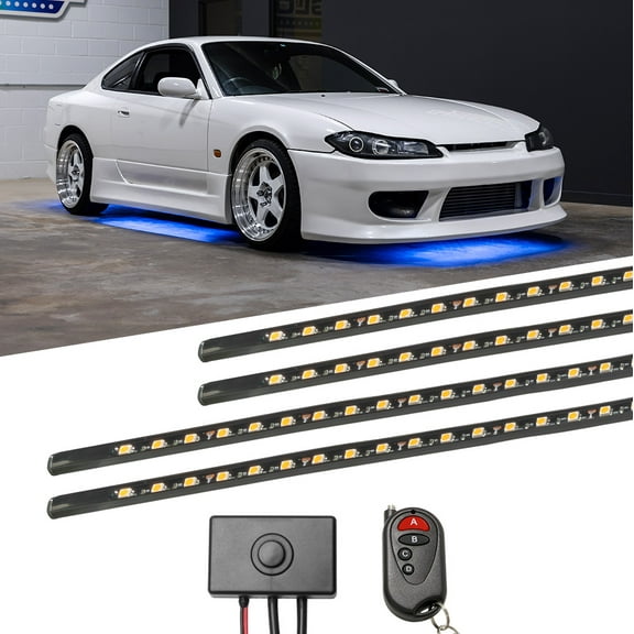 LEDGlow 4pc Blue SMD LED Slimline Underbody Underglow Lighting Kit