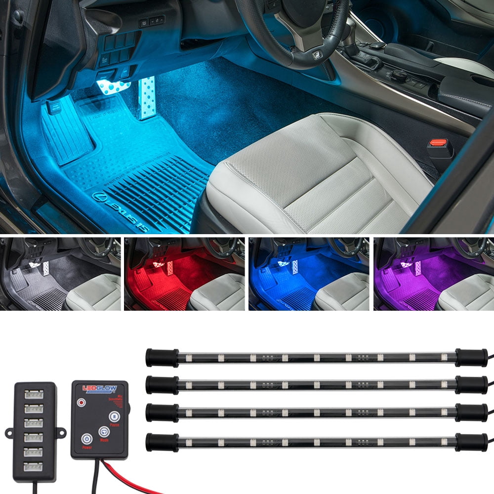 LEDGlow 4pc Expandable 7 Color LED Interior Underdash Lighting Kit ...