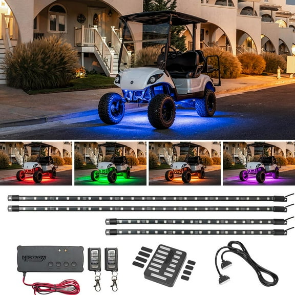 LEDGlow 4pc Million Color LED Electric Golf Cart Underbody Lighting Kit