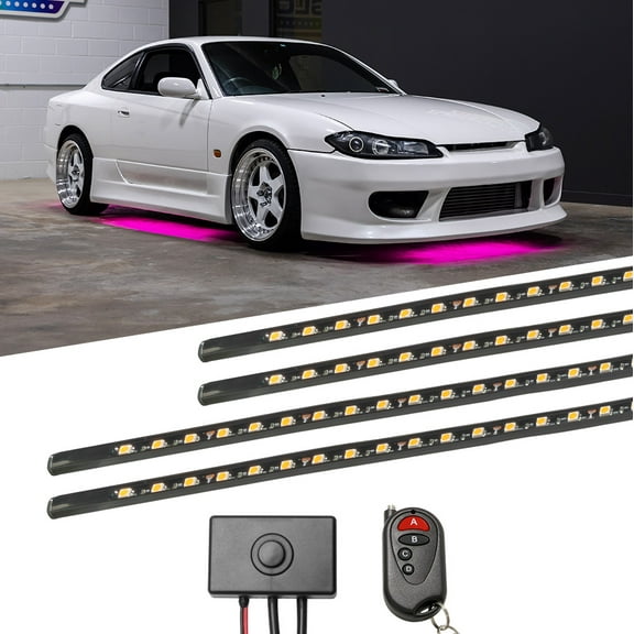 LEDGlow 4pc Pink LED Flexible Slimline Underbody Underglow Lighting Kit