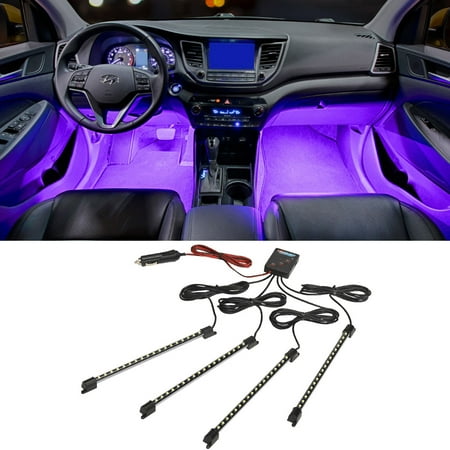 LEDGlow 4pc Purple LED Interior Underdash Lighting Kit
