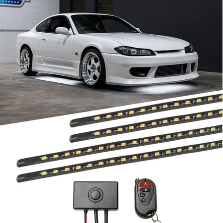 LEDGlow 4pc White Flexible LED Slimline Car Underbody Underglow Lighting Kit