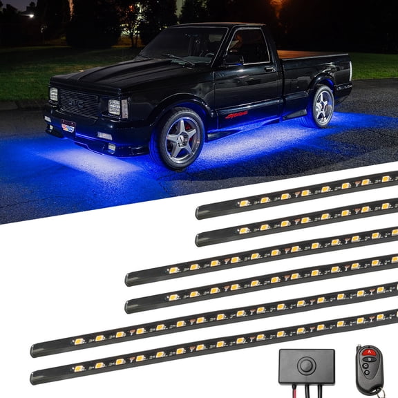 LEDGlow 6pc Blue Flexible LED Slimline Truck Underbody Underglow Lighting Kit