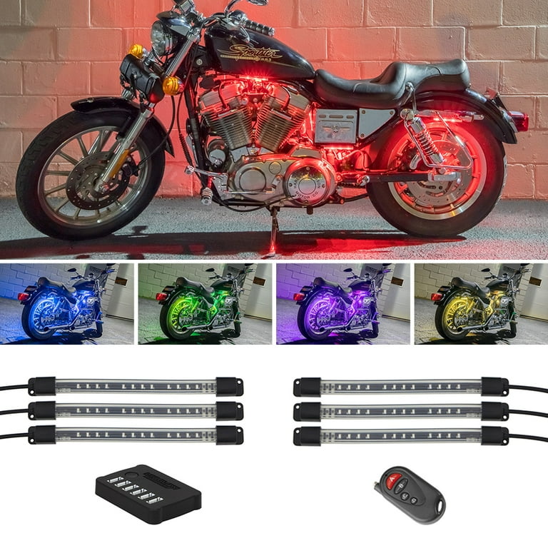 LEDGlow 6pc Flexible LED Million Color Motorcycle Lighting Kit Walmart