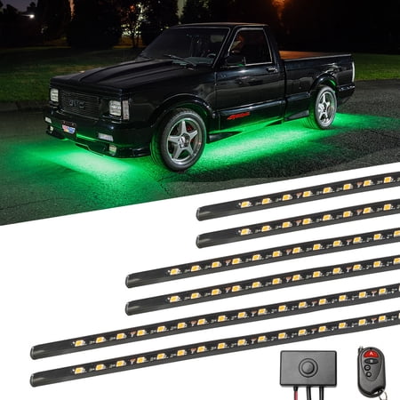 LEDGlow 6pc Green Flexible LED Slimline Truck Underbody Underglow Lighting Kit