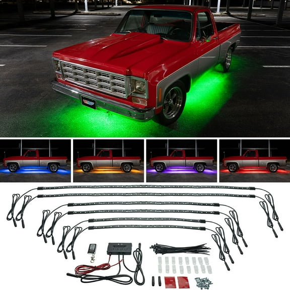 LEDGlow 6pc Million Color SMD LED Slimline Truck Underbody Underglow Lighting Kit