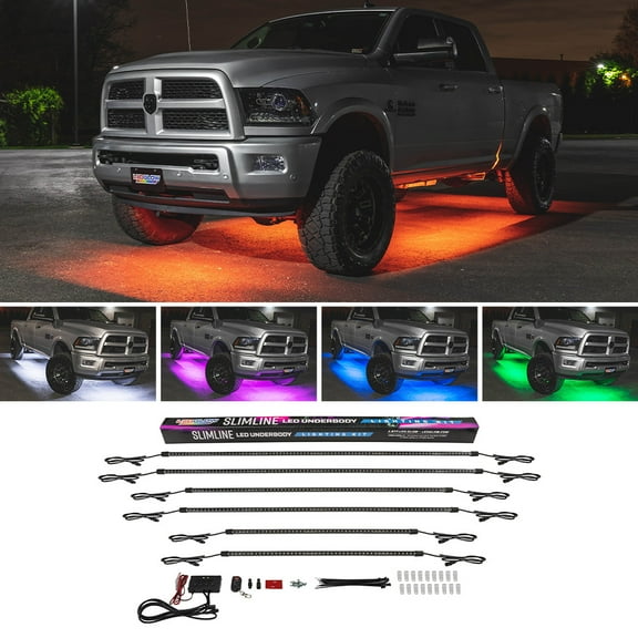 LEDGlow 6pc Million Color SMD LED Slimline Truck Underbody Underglow Lighting Kit