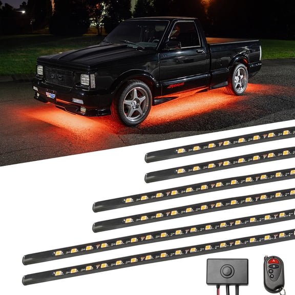 LEDGlow 6pc Orange Flexible LED Slimline Truck Underbody Underglow Lighting Kit