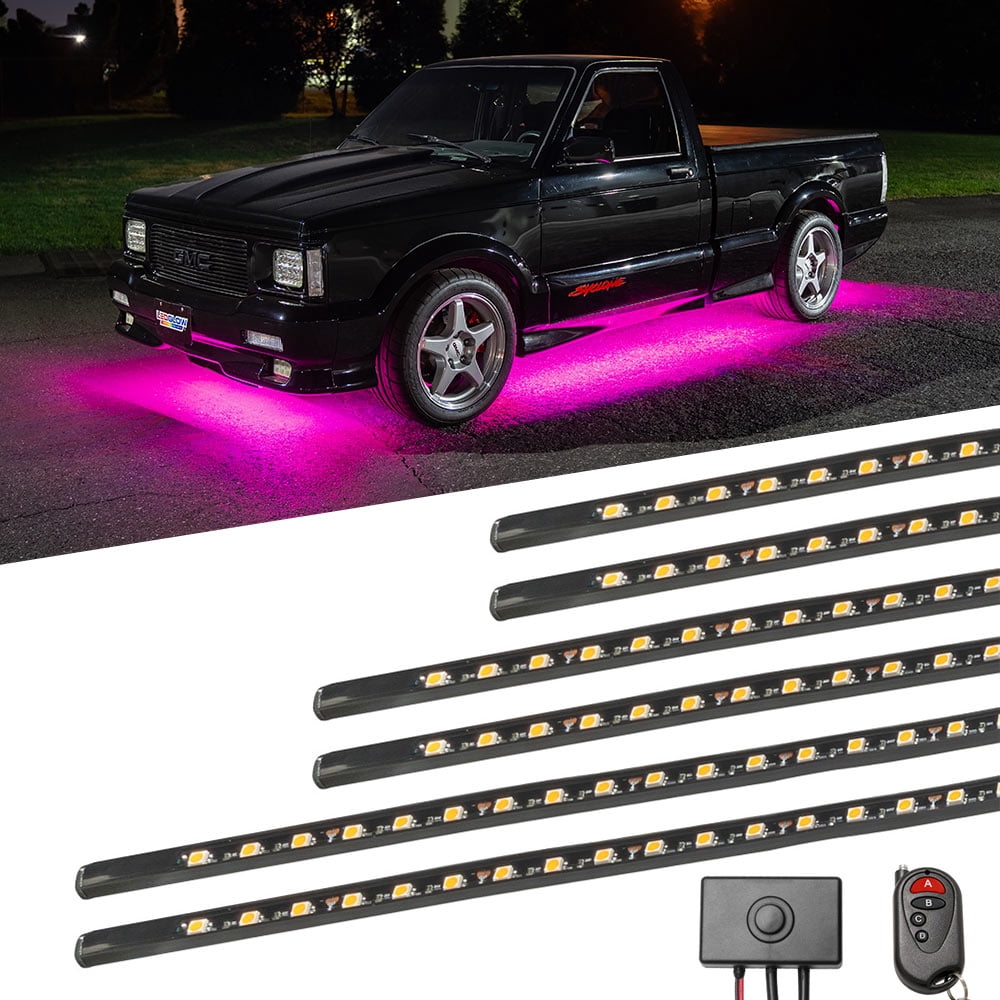 LEDGlow 6pc Pink SMD Flexible Slimline Truck Underbody Underglow Lighting Kit
