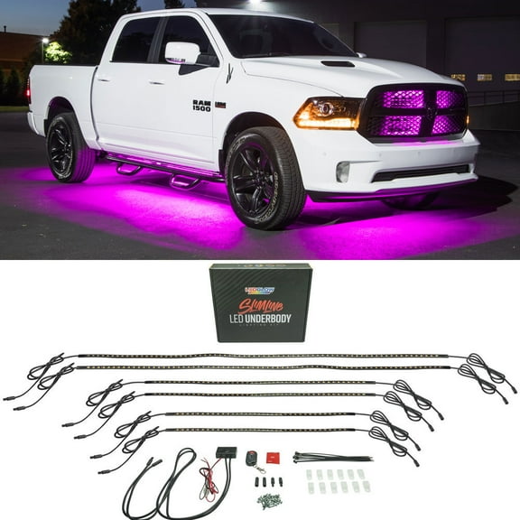 LEDGlow 6pc Pink SMD Flexible Slimline Truck Underbody Underglow Lighting Kit