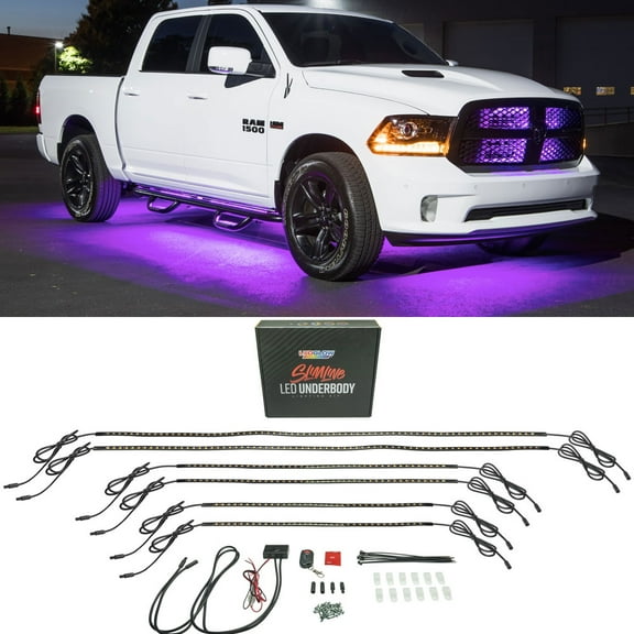 LEDGlow 6pc Purple Flexible LED Slimline Truck Underbody Underglow Lighting Kit