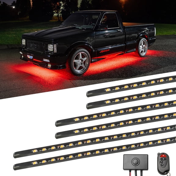 LEDGlow 6pc Red Flexible LED Slimline Truck Underbody Underglow Lighting Kit