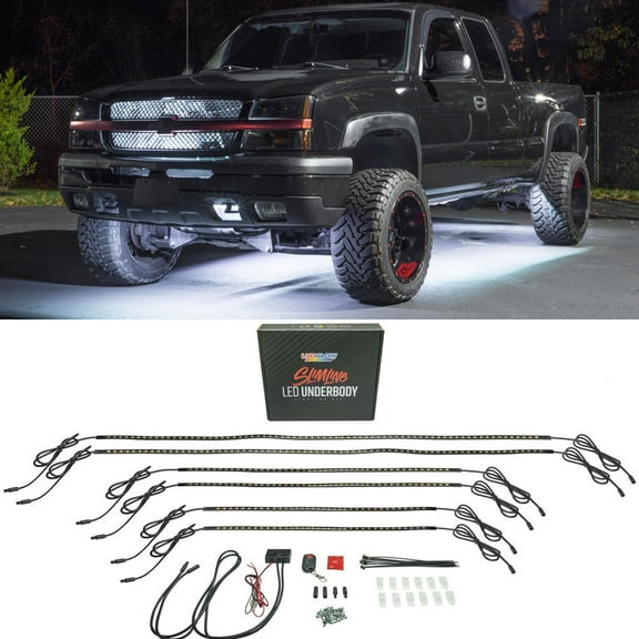LEDGlow 6pc White Flexible LED Slimline Truck Underbody Underglow Lighting Kit