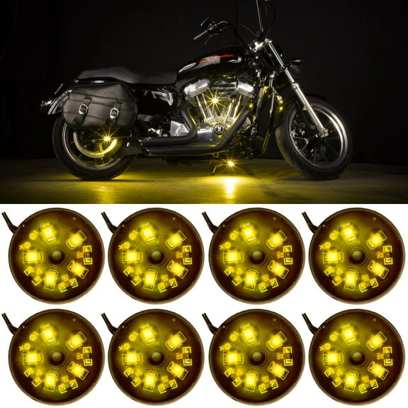 LEDGlow 8pc Yellow LED Pod Motorcycle Lighting Kit
