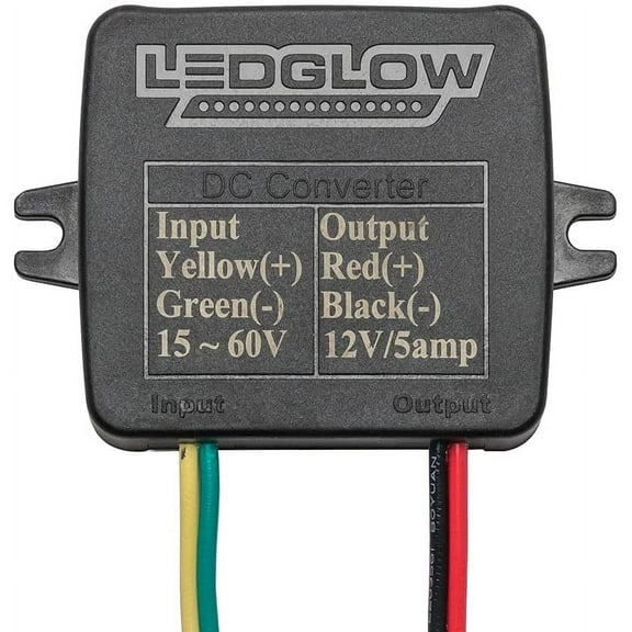 LEDGlow Golf Cart Voltage Reducer for 12V LED Lighting Accessories, 15V-60V Input, 5A Output