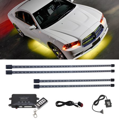 LEDGlow Yellow 4pc Wireless LED Underbody Underglow Lighting Kit
