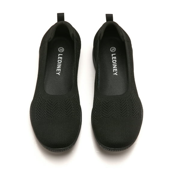 LEDINEY Women's Flats Slip On Shoes Comfortable Walking Shoes Flats for Women Dressy Ballet Shoes, Black