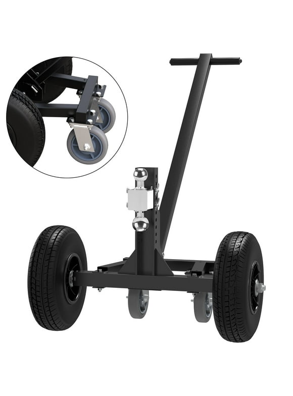 LEDKINGDOMUS 1500LBS Adjustable Height Trailer Dolly with 2in and 1-7/8inch Ball 2x Flat-Free Tires