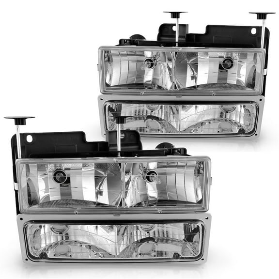 RVNI 4PCS Chrome Headlights Replacement For 1990-1999 Chevy GMC C/K 1500 95-99 Tahoe