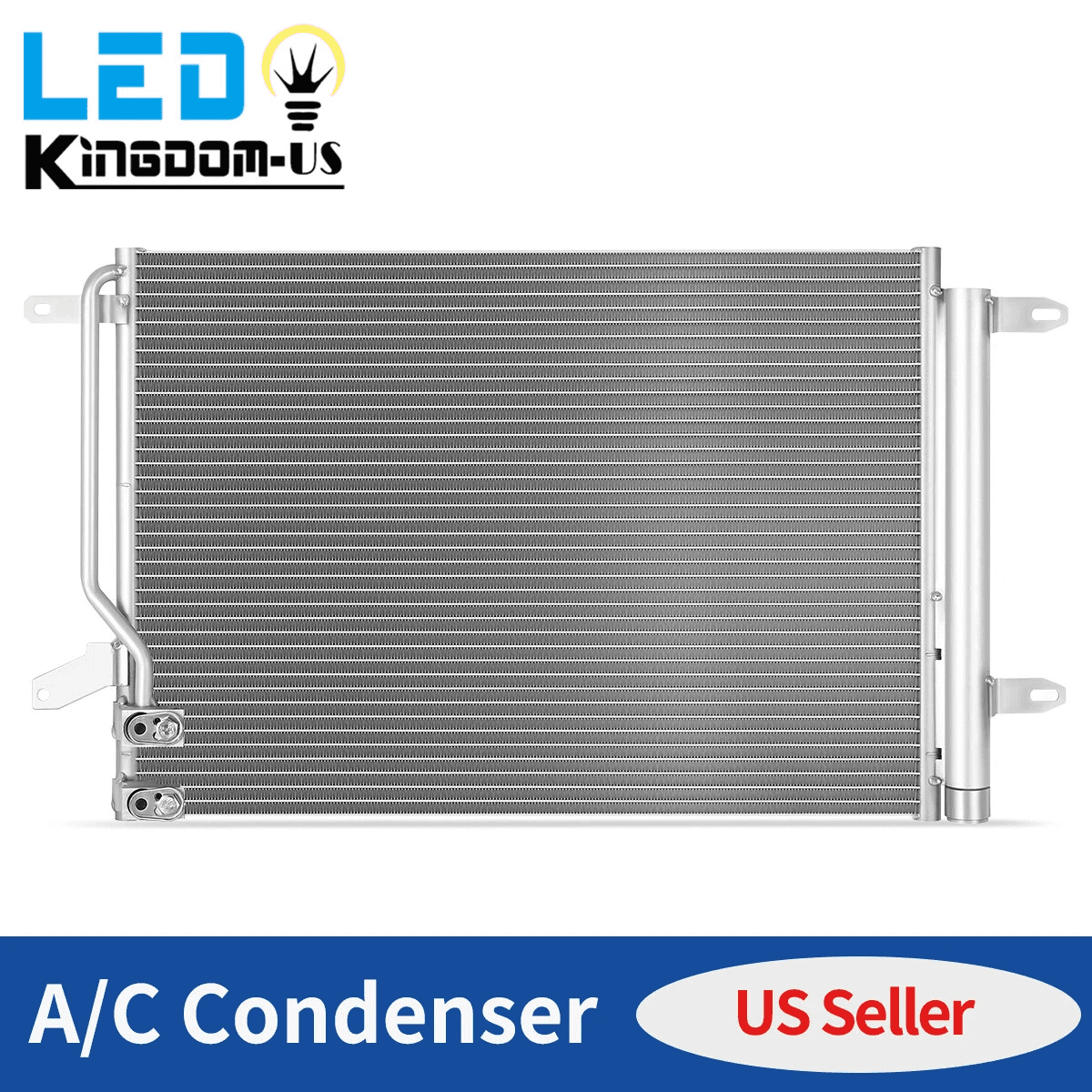 LEDKINGDOMUS AC Condenser for 2012-2015 Volkswagen Beetle 1.8L/2.0L/2.5L, 2011-2013 Golf 2.5L, 2011-2016 Jetta 1.8L/2.0L/2.5L – Multi-Louvered Fins, 30kgf/cm² Leak-Proof (Replace 5C0820411E/F)