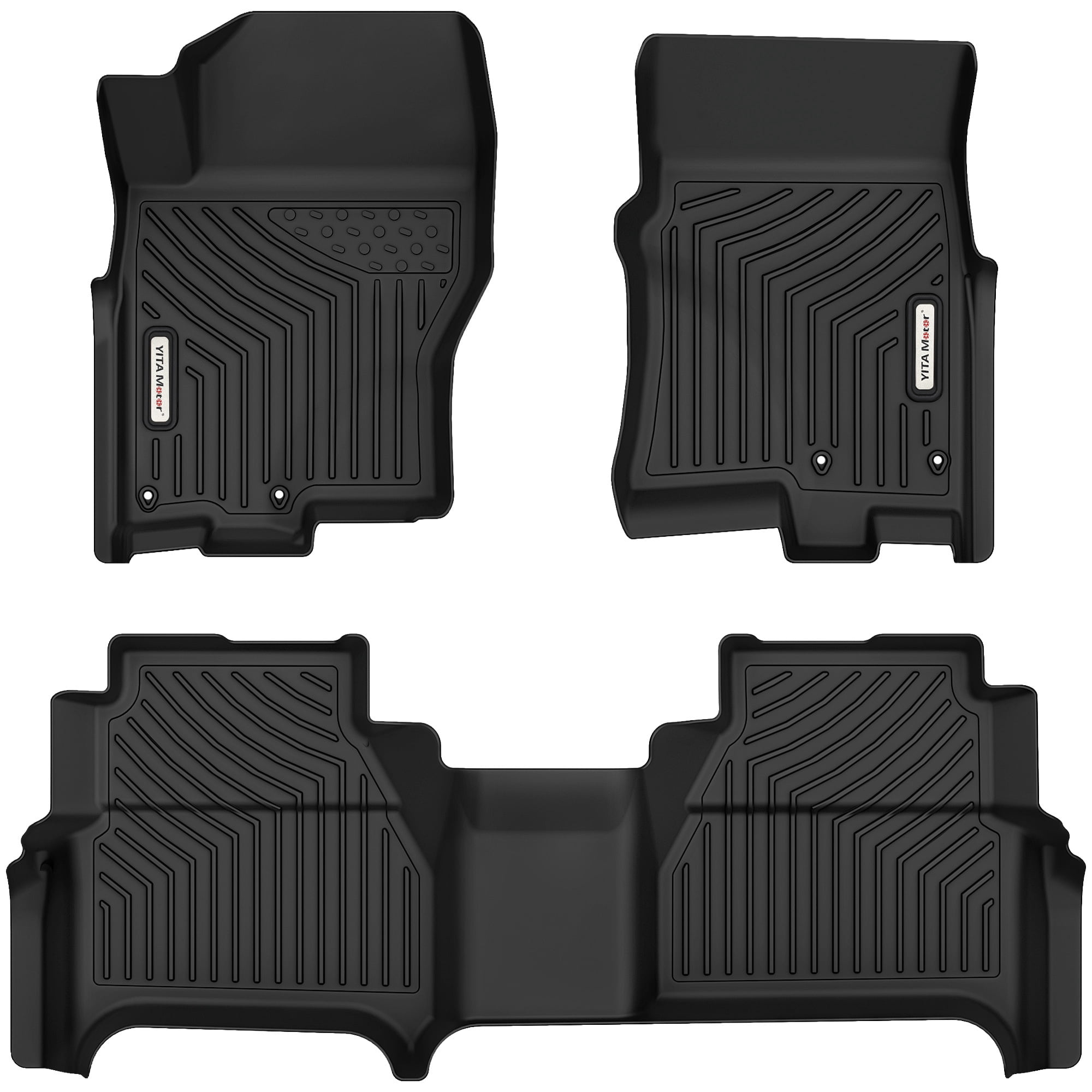 LEDKINGDOMUS All Weather Floor Mats for 2022-2026 Nissan Frontier Crew Cab - Custom Fit TPE Car Liners, 1st & 2nd Row, Black, Not for King Cab