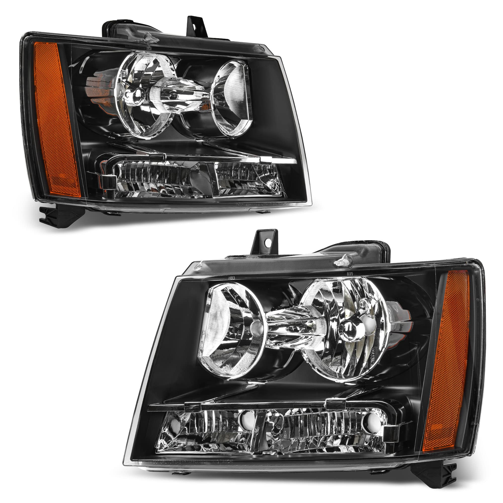 LEDKINGDOMUS Black Headlights Fits For 2007-2014 Chevy Tahoe Suburban ...