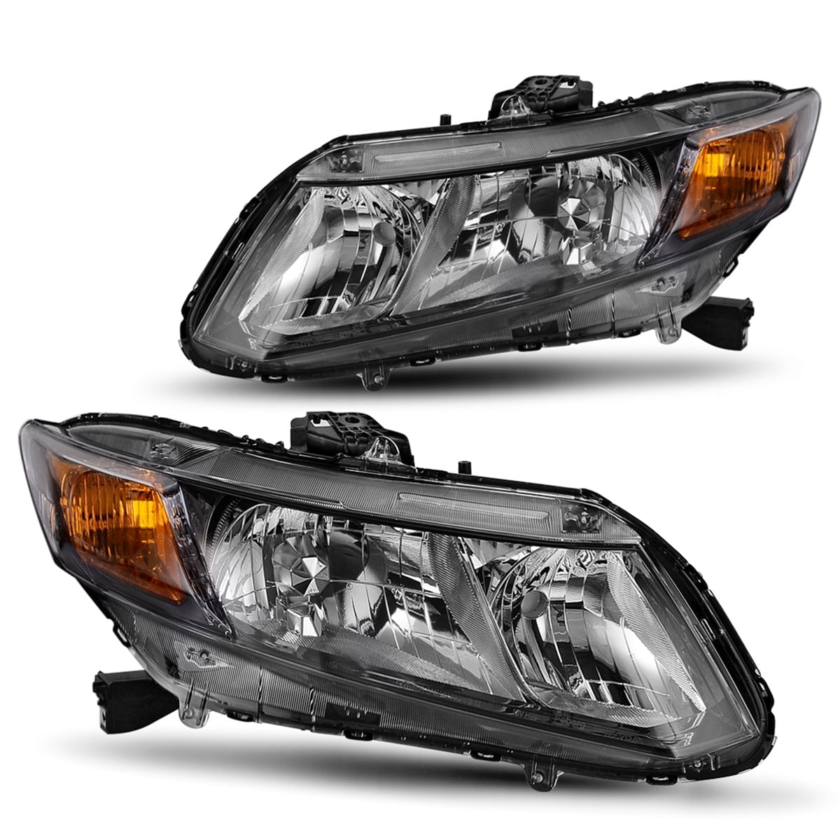 RVNI Black Headlights For 2012-2015 Honda Civic Sedan 4-Door 4Dr 2012 2013 2014 2015