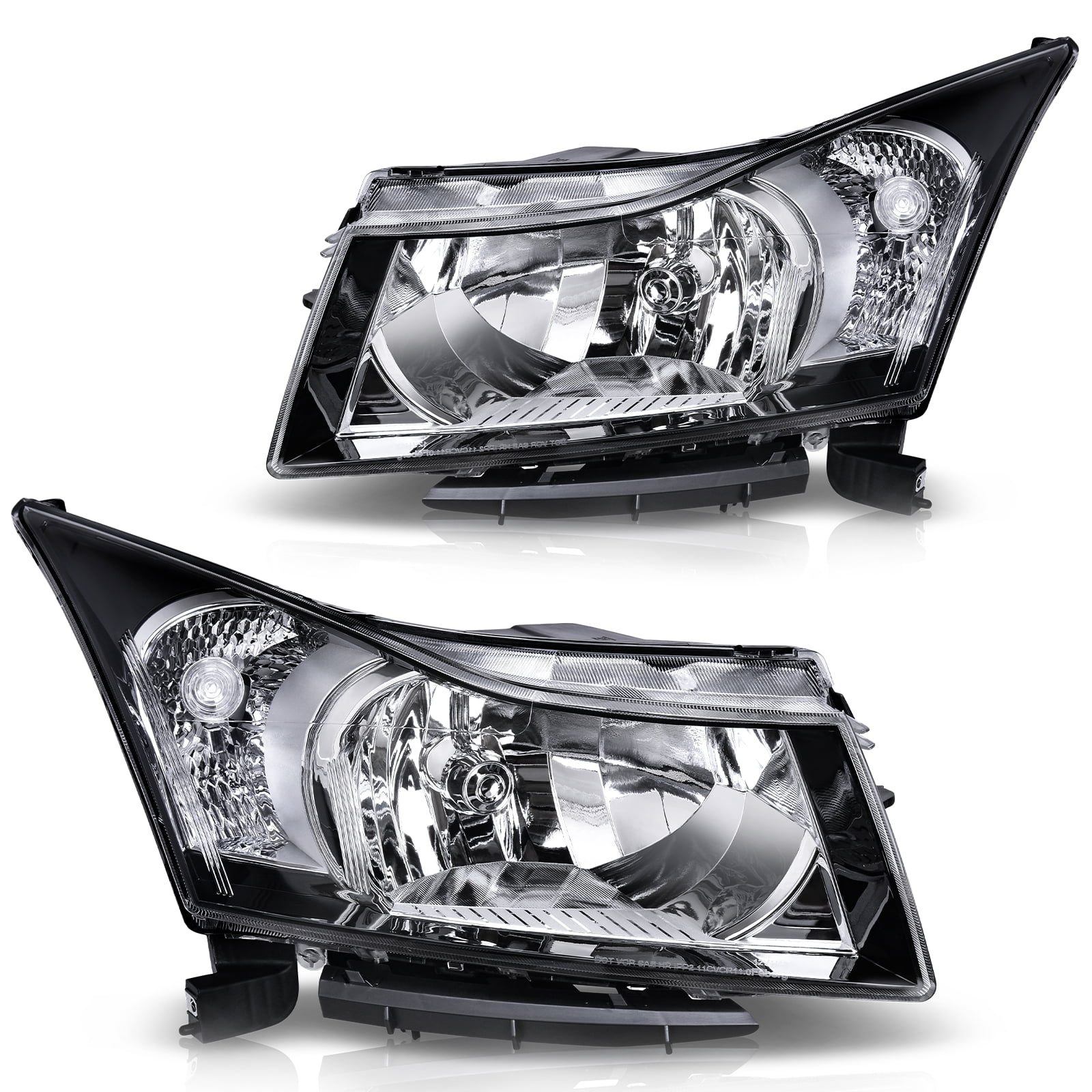 RVNI Black Housing Headlights Replacement For 2011-2015 Chevy Cruze Left+Right Lamp