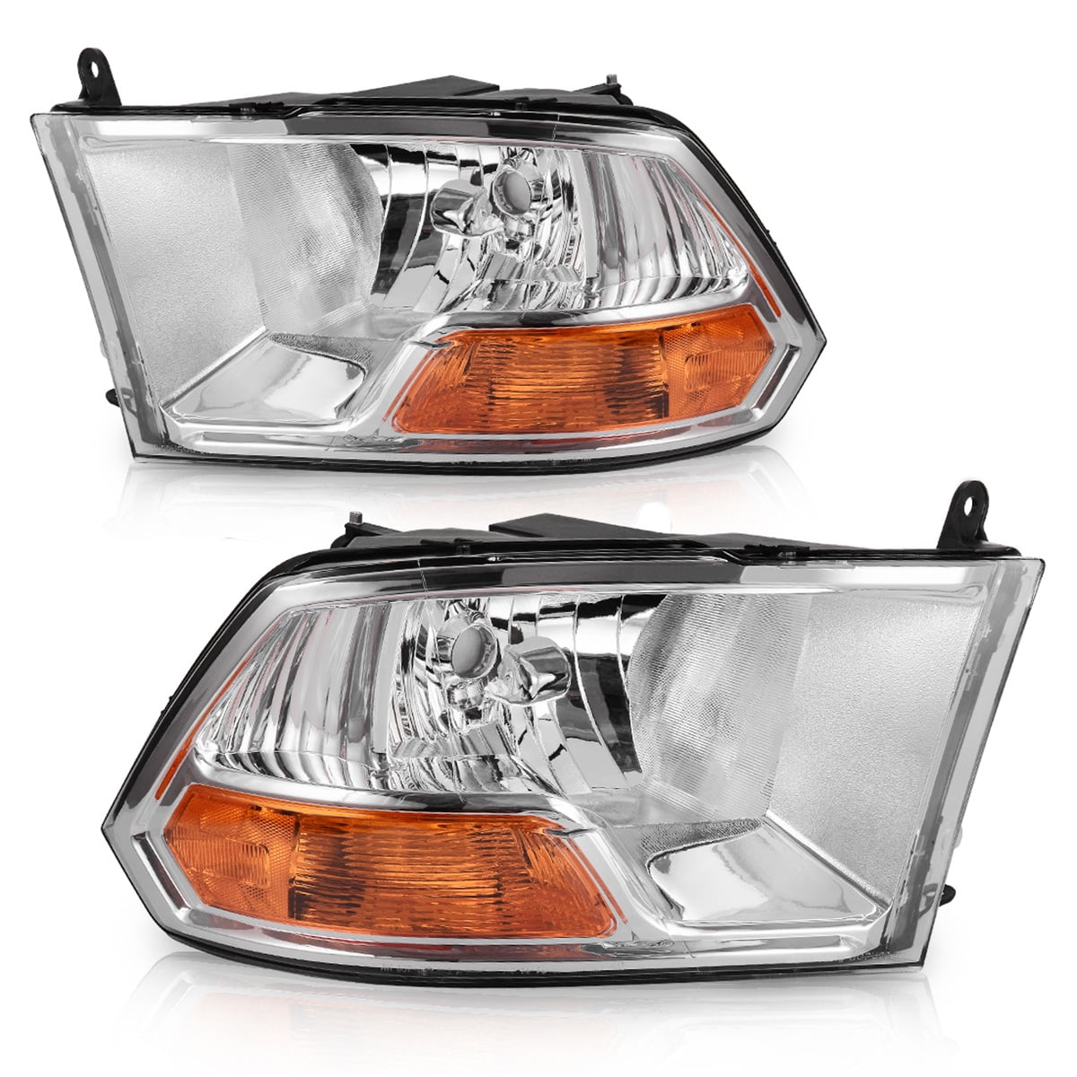 RVNI Chrome Headlights For 2009-2012 Dodge Ram 1500 2500 3500 Head Lamps Left+Right
