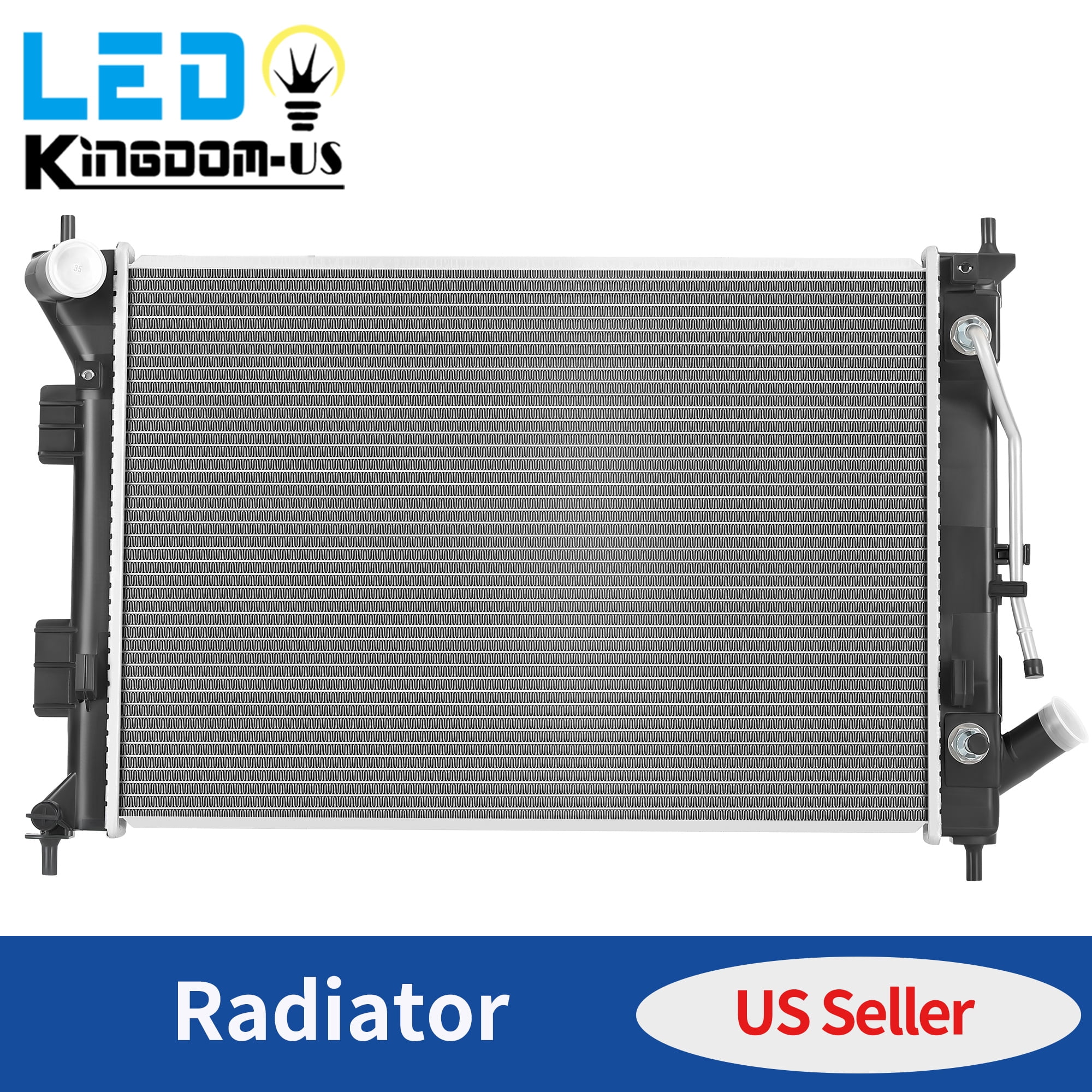 LEDKINGDOMUS Direct Fit Aluminum Radiator for 2011-2015 Hyundai Elantra L4 1.8L/2.0L & 2012-2013 Kia Soul L4 2.0L, OEM Replacement with Brass Cooler