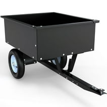 LEDKINGDOMUS Dump Cart Tow Behind Lawn 350LB Steel Black for Lawn Tractor & ATV UTV With Wheels