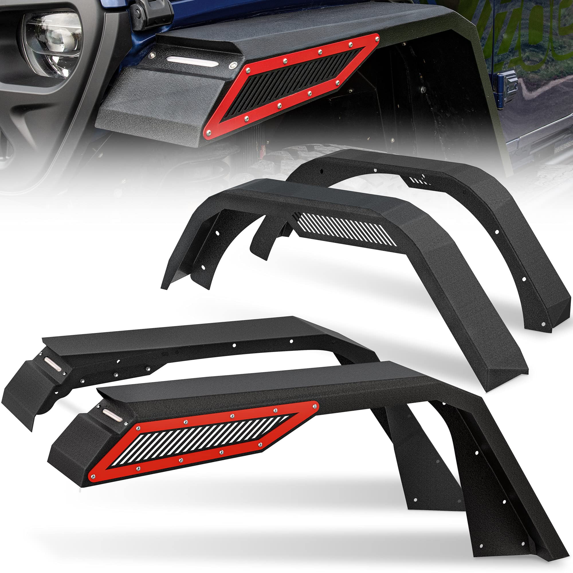 LEDKINGDOMUS Fender Flares w/Signal Lights Compatible with 20182023