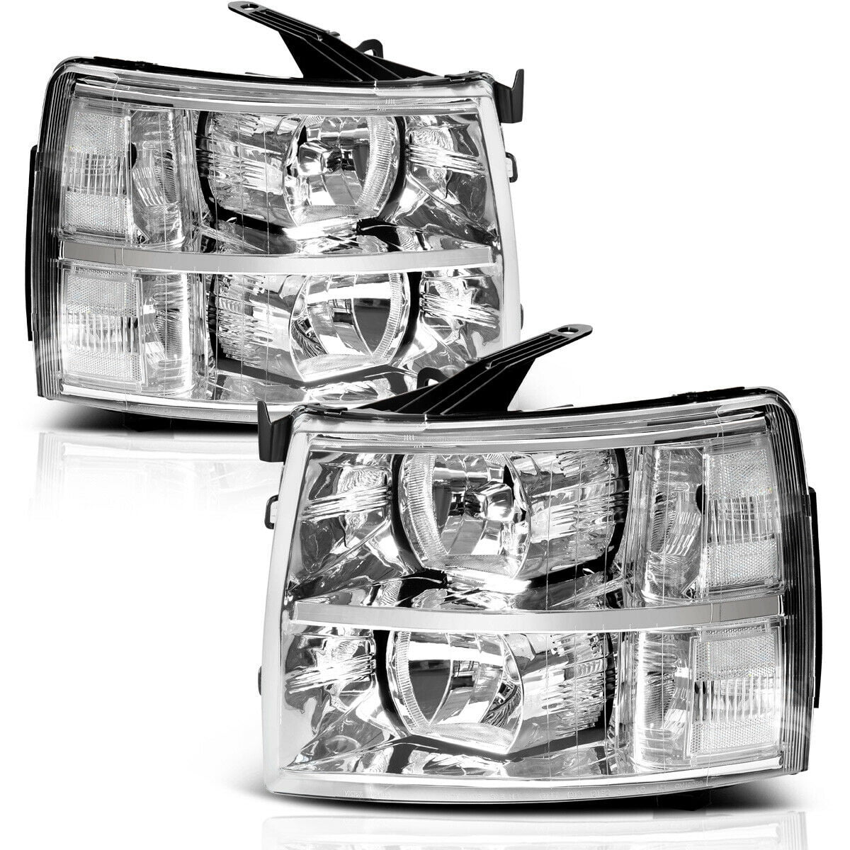 RVNI Fit For 07-13 Chevy Silverado 1500 2500 3500 Clear Corner Headlights Replacement